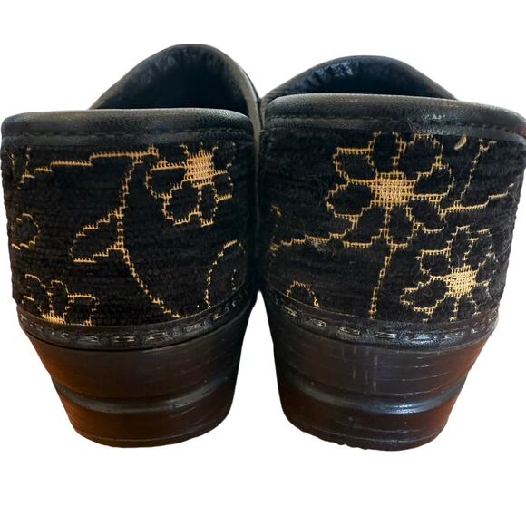 Sanita Women's Professional Black and Gold Tapestry Floral Embroidery Clog - 38 - Picture 7 of 8